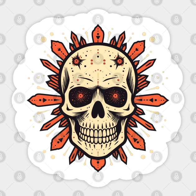 Intricate Skull and Darts Design - Bold Gothic Art with a Punk Rock Edge Sticker by WarFX Designs